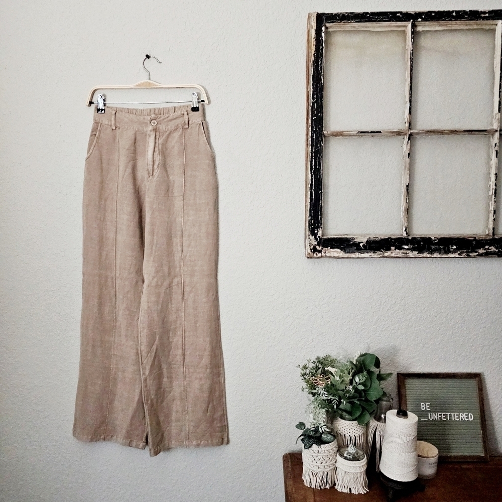 Young Fabulous & Broke Anthropologie Easton Wide Leg Linen Pants Preppy XS NWT - Picture 3 of 13